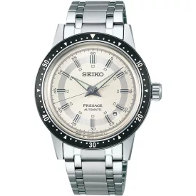 Seiko Presage 6th Decade 60th Anniversary Limited Edition men's watch SRPK61J1, beige dial, silver stainless steel strap