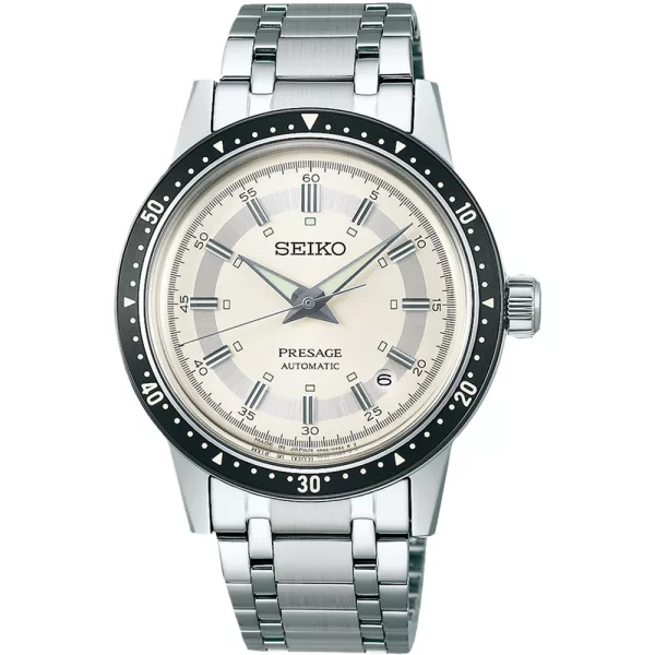 Seiko Presage 6th Decade 60th Anniversary Limited Edition men's watch SRPK61J1, beige dial, silver stainless steel strap