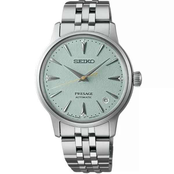 Seiko Presage Frozen Mojito Diamond Cocktail Time women's watch SRPL63J1, green dial, silver stainless steel strap