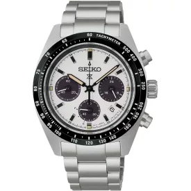 Seiko Prospex Speedtimer men's watch SSC961P1, white dial, silver stainless steel strap