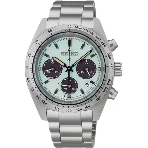 Seiko Prospex Speedtimer men's watch SSC965P1, blue dial, silver stainless steel strap