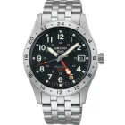 Seiko 5 Sports Field Deploy Mechanical GMT men's watch SSK023K1, black dial, silver stainless steel strap