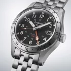 Seiko 5 Sports Field Deploy Mechanical GMT men's watch SSK023K1, black dial, silver stainless steel strap