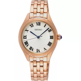Seiko Classic women's watch SUR332P1, white dial, rose gold stainless steel strap
