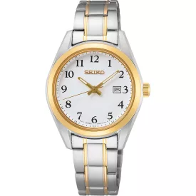 Seiko Classic women's watch SUR466P1, white dial, silver stainless steel strap