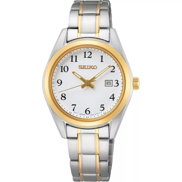 Seiko Classic women's watch SUR466P1, white dial, silver stainless steel strap