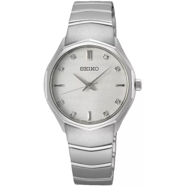 Seiko Classic Diamond women's watch SUR615P1, silver stainless steel strap