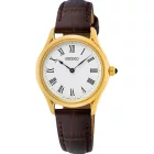 Seiko Classic women's watch SWR072P1, white dial, brown leather strap