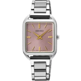 Seiko Classic women's watch SWR077P1, rose gold dial, silver stainless steel strap
