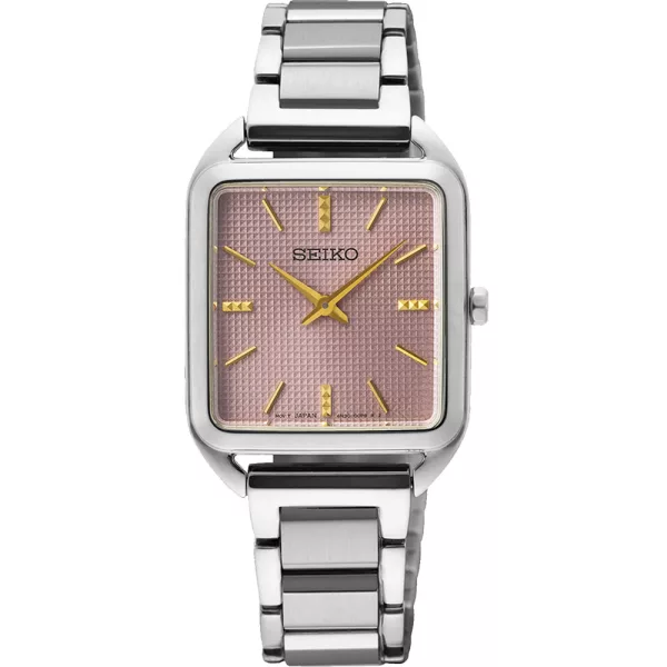 Seiko Classic women's watch SWR077P1, rose gold dial, silver stainless steel strap