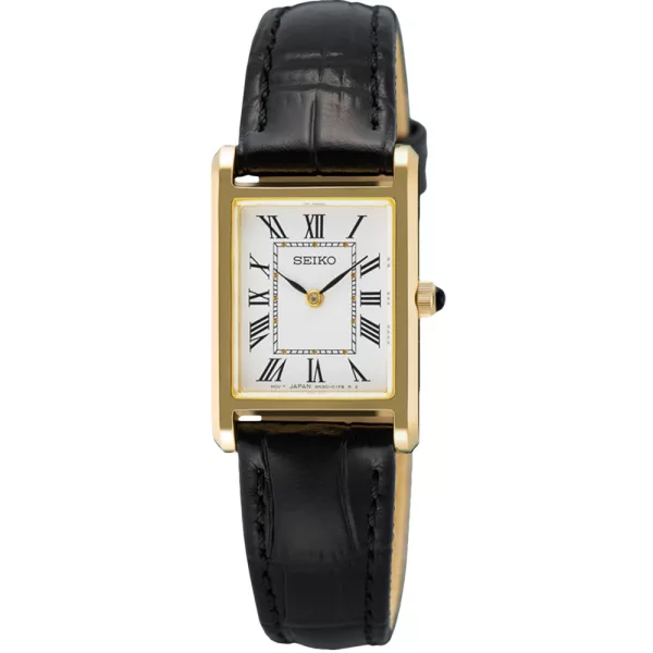 Seiko Classic women's watch SWR108P1, white dial, brown leather strap