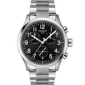 Tissot Sport Chrono L men's watch T116.417.11.052.00, black dial, silver stainless steel strap