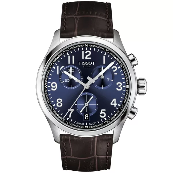 Tissot Sport Chrono L men's watch T116.417.16.042.00, blue dial, brown leather strap