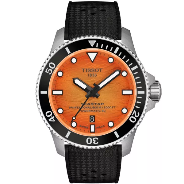 Tissot T-Sport Seastar 2000 44mm men's watch T120.907.17.281.00, yellow dial, black silicone strap