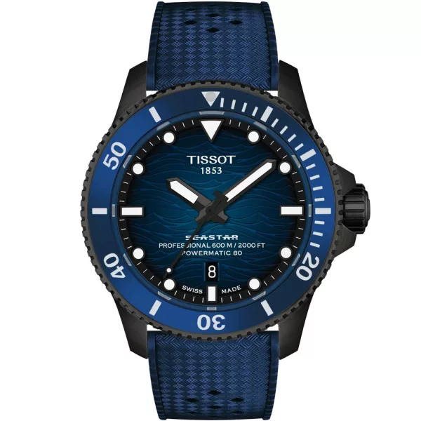Tissot Seastar 2000 men's watch T120.907.37.041.00, blue dial, blue silicone strap