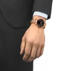 Tissot Classic PR 100 men's watch T150.410.33.051.00, black dial, rose gold stainless steel strap