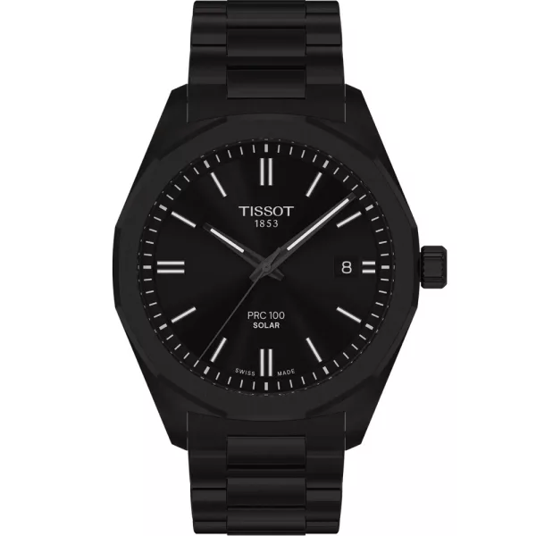 Tissot Classic PRC 100 Solar men's watch T151.422.33.051.00, black dial, black stainless steel strap