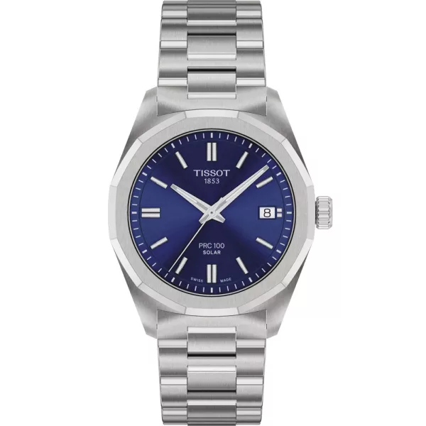 Tissot Classic PRC 100 Solar women's watch T151.822.11.041.00, blue dial, silver stainless steel strap
