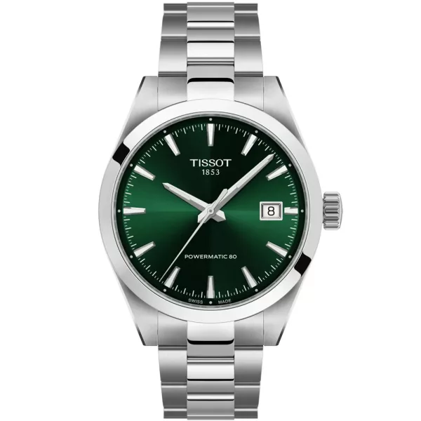 Tissot Classic Gentleman men's watch T165.807.11.091.00, green dial, silver stainless steel strap