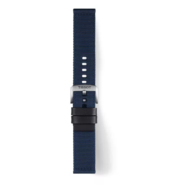 Tissot 22 mm blue textile and leather watch strap T852.046.754