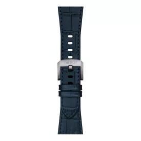   Tissot PRX 40 mm dark blue leather watch strap with steel endpiece T852.047.701