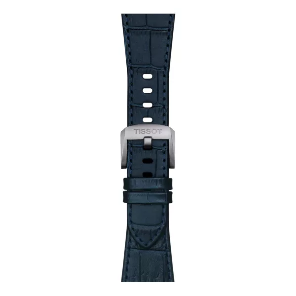 Tissot PRX 40 mm dark blue leather watch strap with steel endpiece T852.047.701