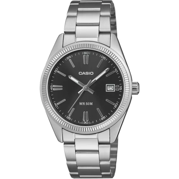 Casio Collection unisex watch UTP-1302PD-1AVEF, black dial, silver stainless steel strap