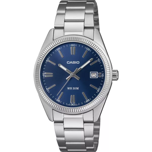Casio Collection unisex watch UTP-1302PD-2A1VEF, blue dial, silver stainless steel strap