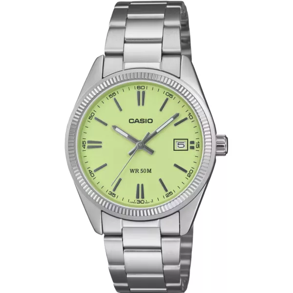 Casio Collection unisex watch UTP-1302PD-3A2VEF, green dial, silver stainless steel strap