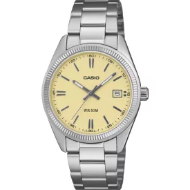 Casio Collection unisex watch UTP-1302PD-9AVEF, beige dial, silver stainless steel strap