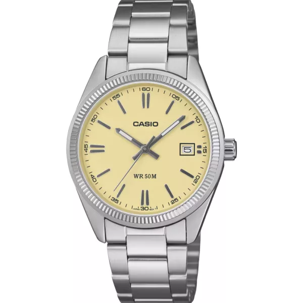 Casio Collection unisex watch UTP-1302PD-9AVEF, beige dial, silver stainless steel strap