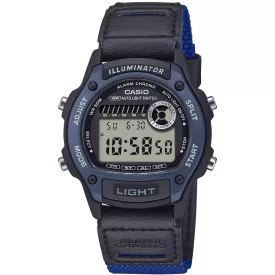 Casio Collection unisex watch W-220HF-2AVEF, blue dial, black textile strap