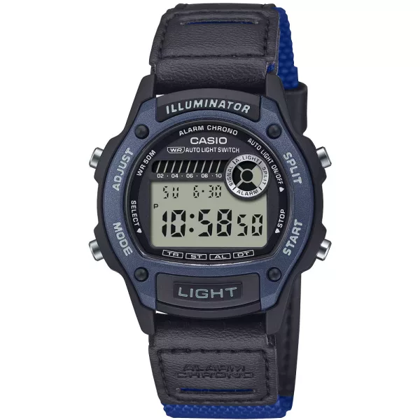 Casio Collection unisex watch W-220HF-2AVEF, blue dial, black textile strap