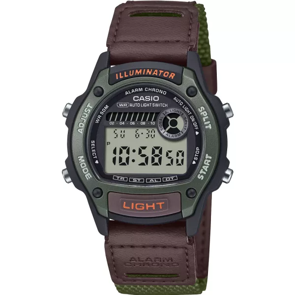 Casio Collection unisex watch W-220HF-3AVEF, gray dial, brown textile strap