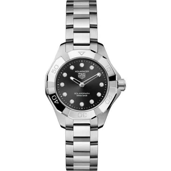 Tag Heuer Aquaracer Professional 100 Solargraph women's watch WBP141G.BA0049, silver stainless steel strap