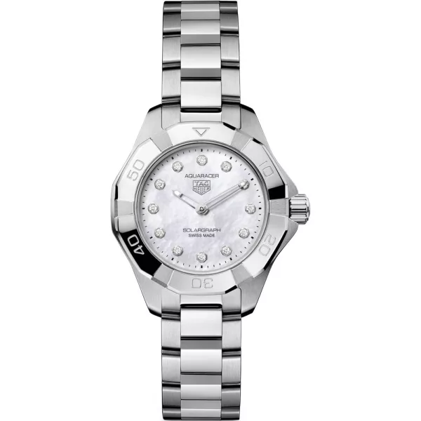 Tag Heuer Aquaracer Professional 100 Solargraph women's watch WBP141H.BA0049, silver stainless steel strap
