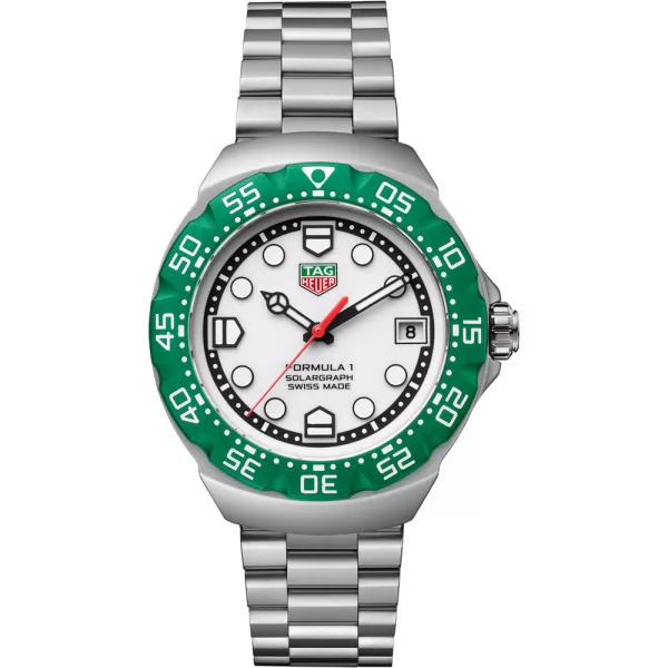 Tag Heuer Formula 1 Solargraph men's watch WBY111E.BA0042, white dial, silver stainless steel strap