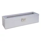 Edelwolle carbon-pattern silver stitched faux leather watch box for 6 watches 412