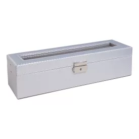   Edelwolle carbon-pattern silver stitched faux leather watch box for 6 watches 412
