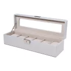 Edelwolle carbon-pattern silver stitched faux leather watch box for 6 watches 412