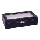 Edelwolle black stitched faux leather watch box for 12 watches 933