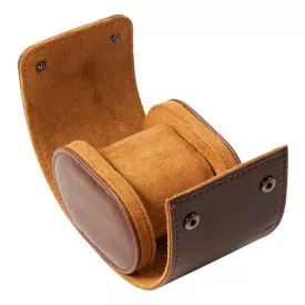 Cylindrical travel watch case for 1 watch, brown 945