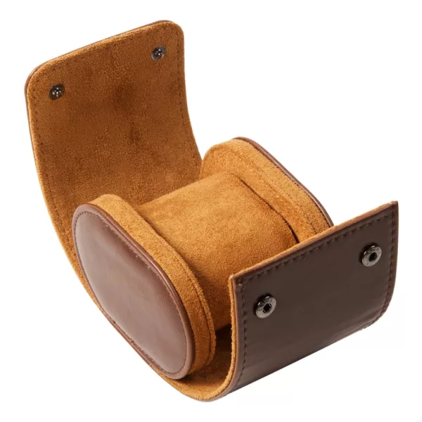 Cylindrical travel watch case for 1 watch, brown 945