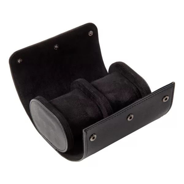 Cylindrical travel watch case for 2 watches, black 946