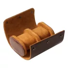 Cylindrical travel watch case for 2 watches, brown 947