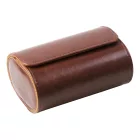 Cylindrical travel watch case for 2 watches, brown 947