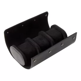 Cylindrical travel watch case for 3 watches, black 948