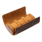 Cylindrical travel watch case for 3 watches, brown 949