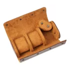 Cylindrical travel watch case for 3 watches, brown 949