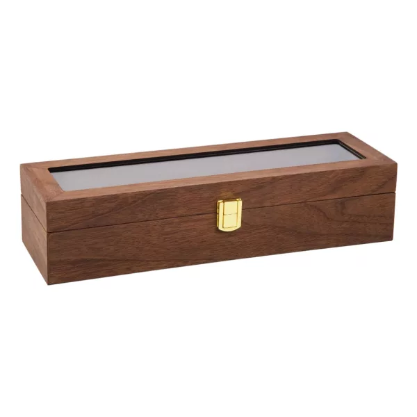 Natural brown wooden watch box for 6 watches 976